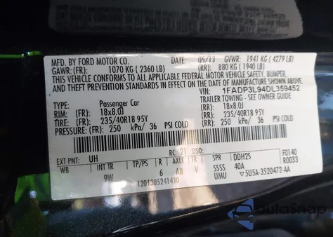 2013 Ford Focus St из США, поврежденный, VIN 1FADP3L94DL359452